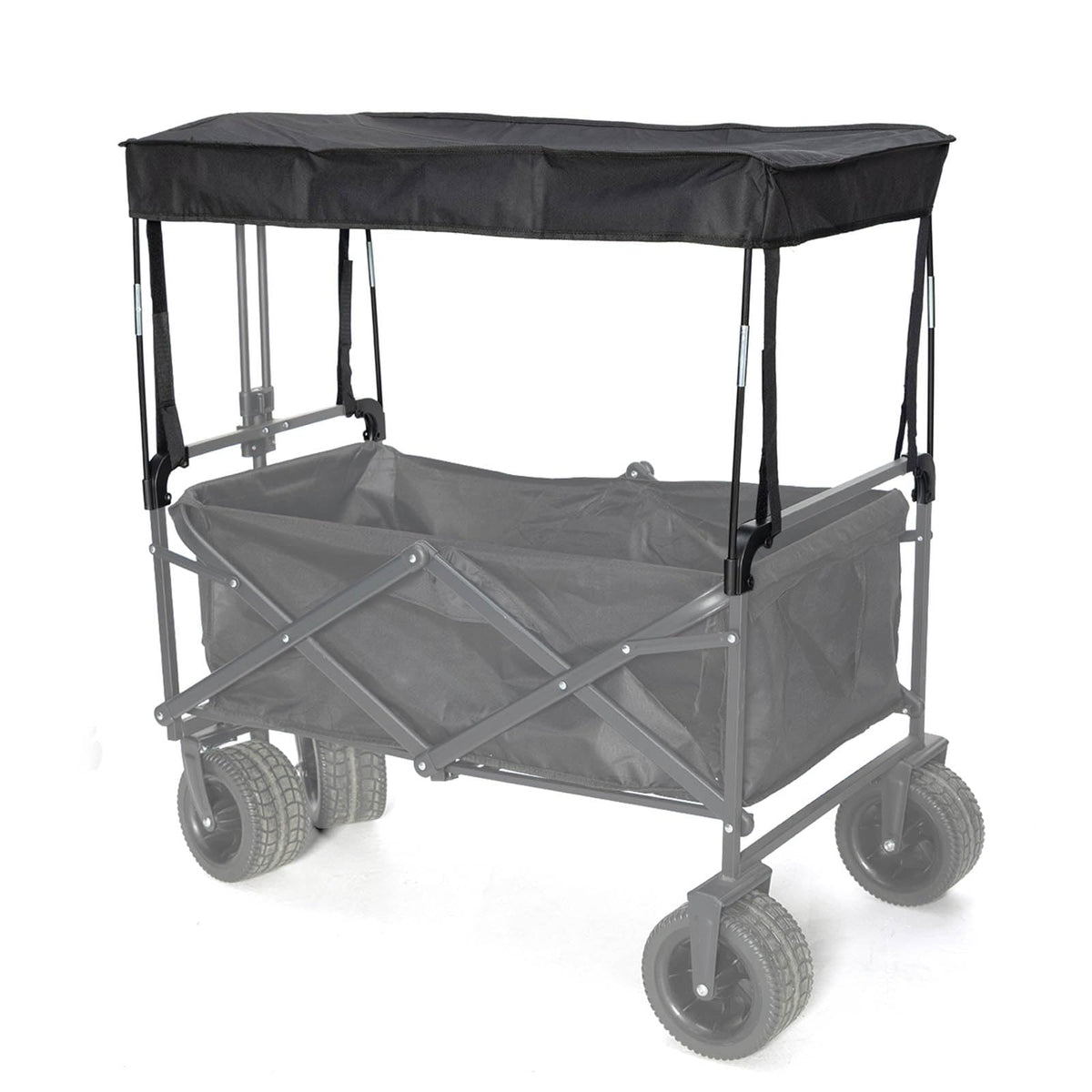 TOHARA removable wagon canopy attached to a flat-folding wagon for sun protection.