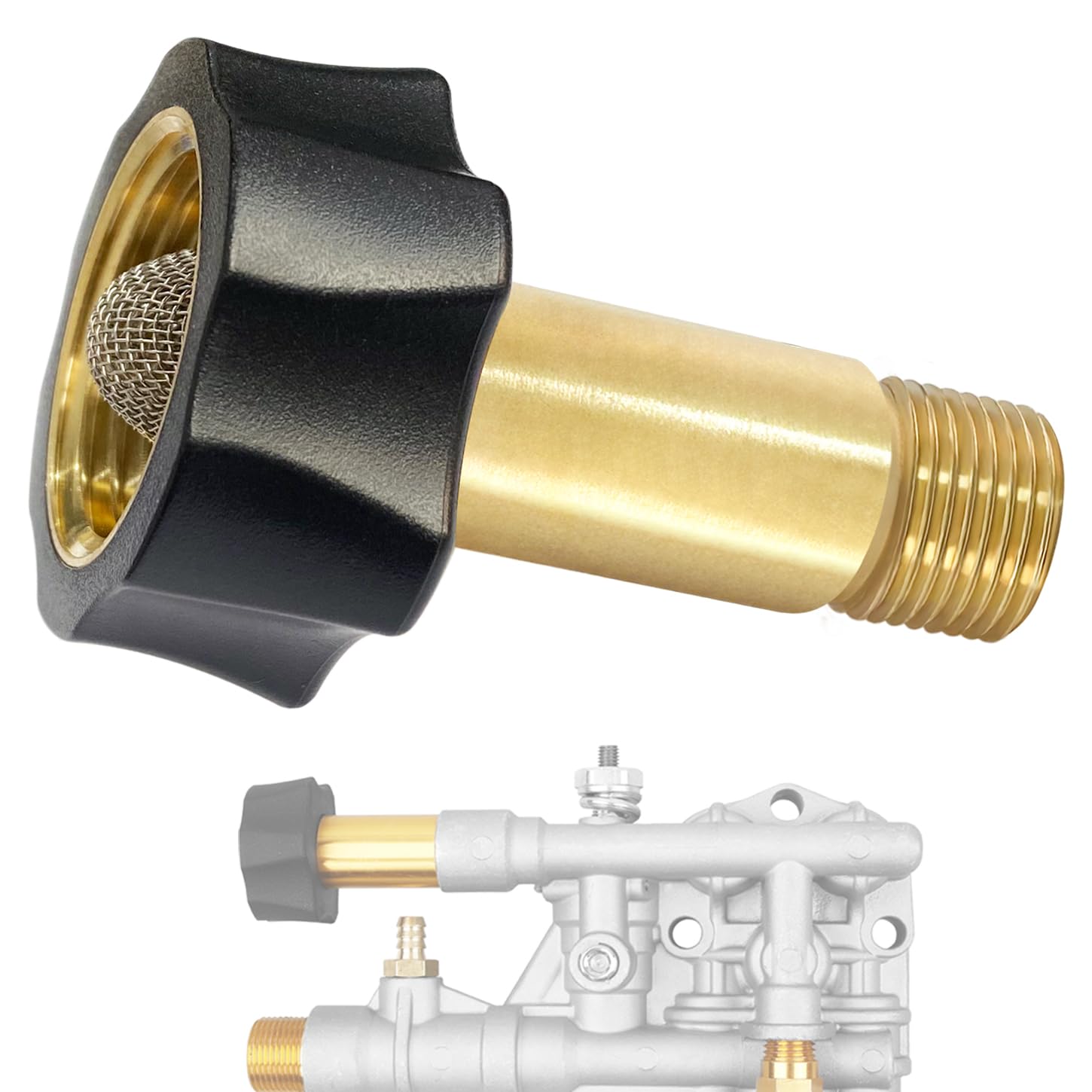 TOHAXPLS 7110166 inlet fitting closeup highlighting durable brass construction for lasting performance.