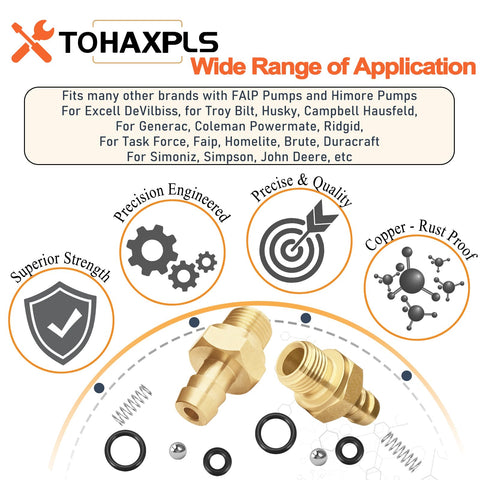 TOHAXPLS brass barb connection secures the pump hose.