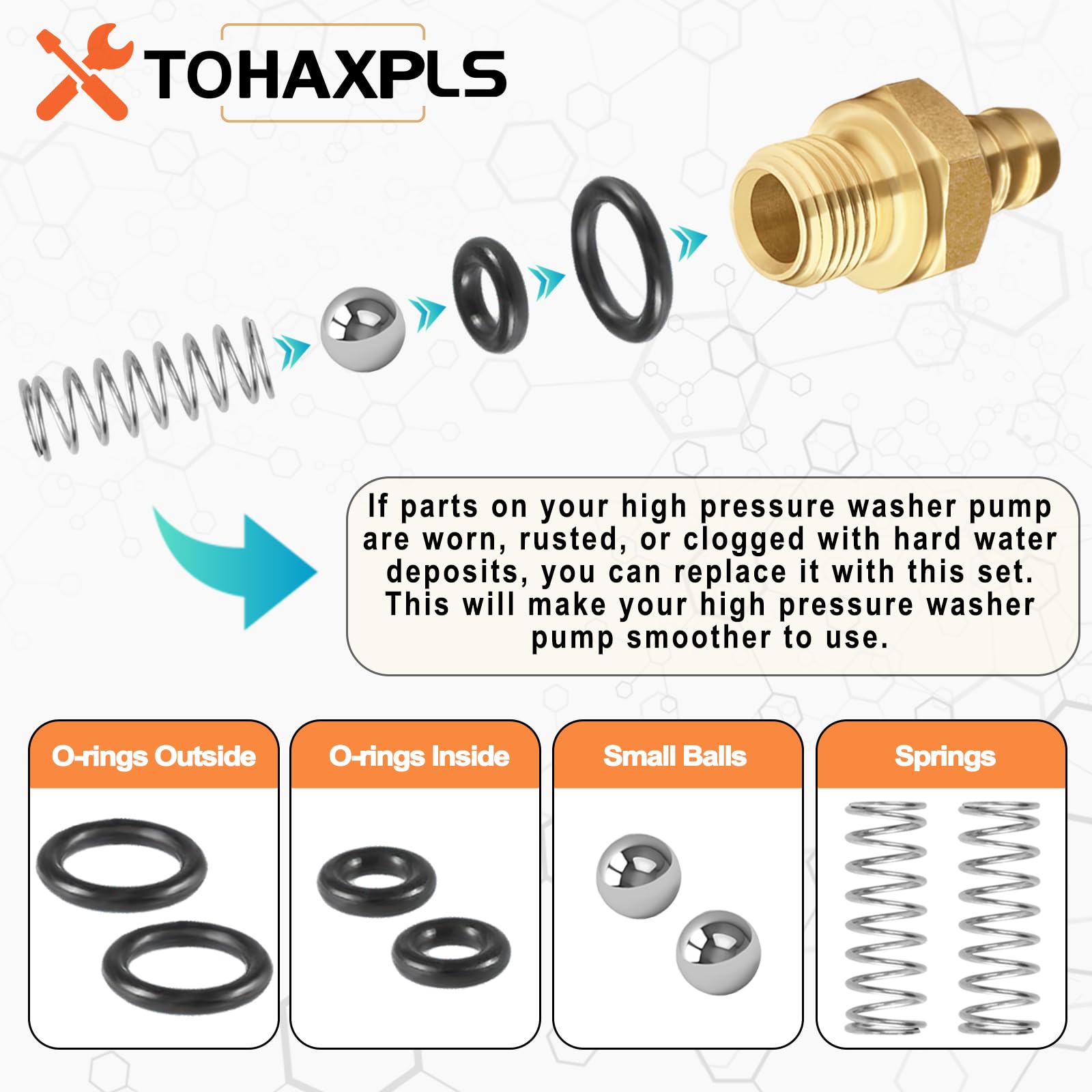 TOHAXPLS check valve ball and spring prevent leaks.