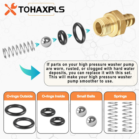 TOHAXPLS check valve ball and spring prevent leaks.