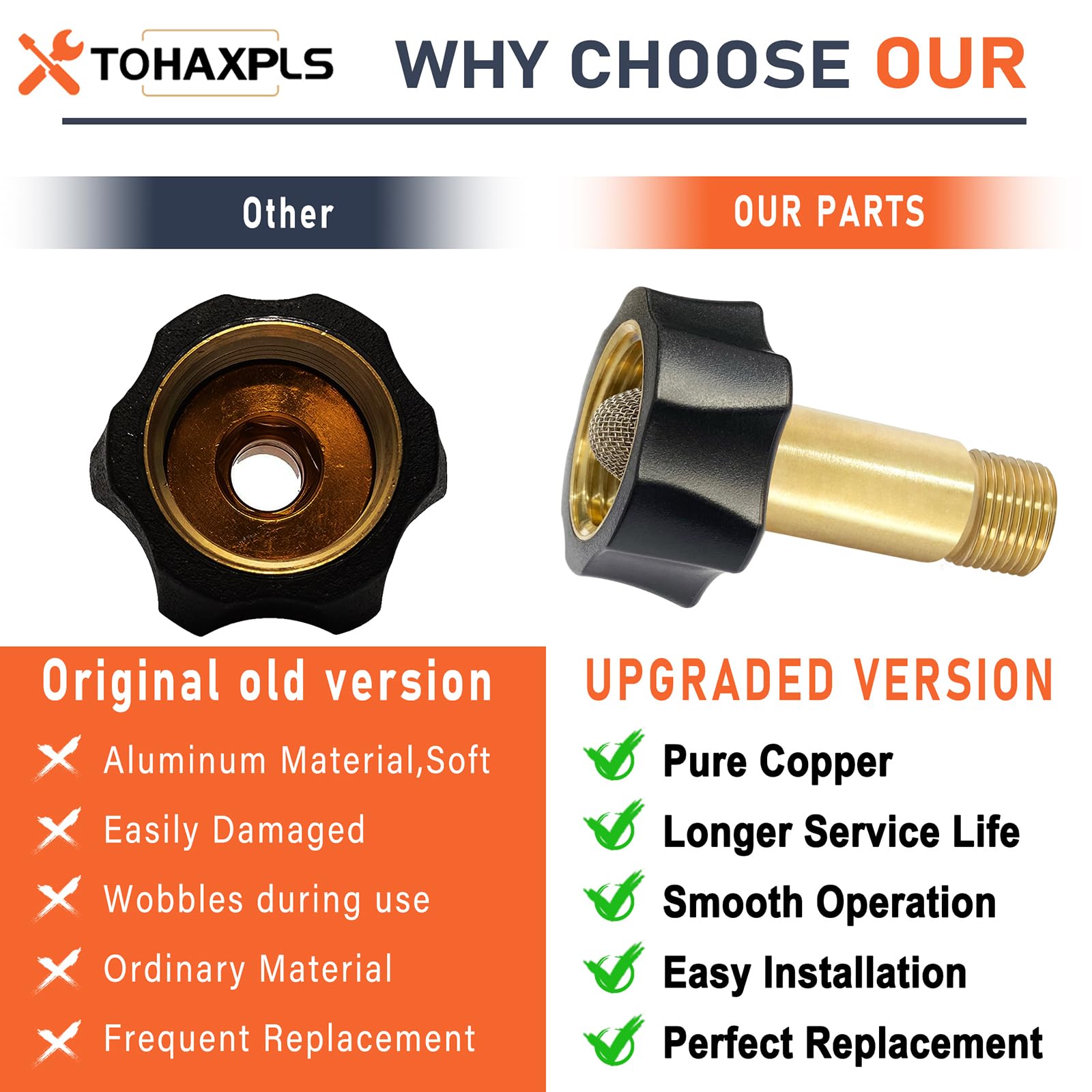 TOHAXPLS pressure washer connector closeup highlights quick connection capability.