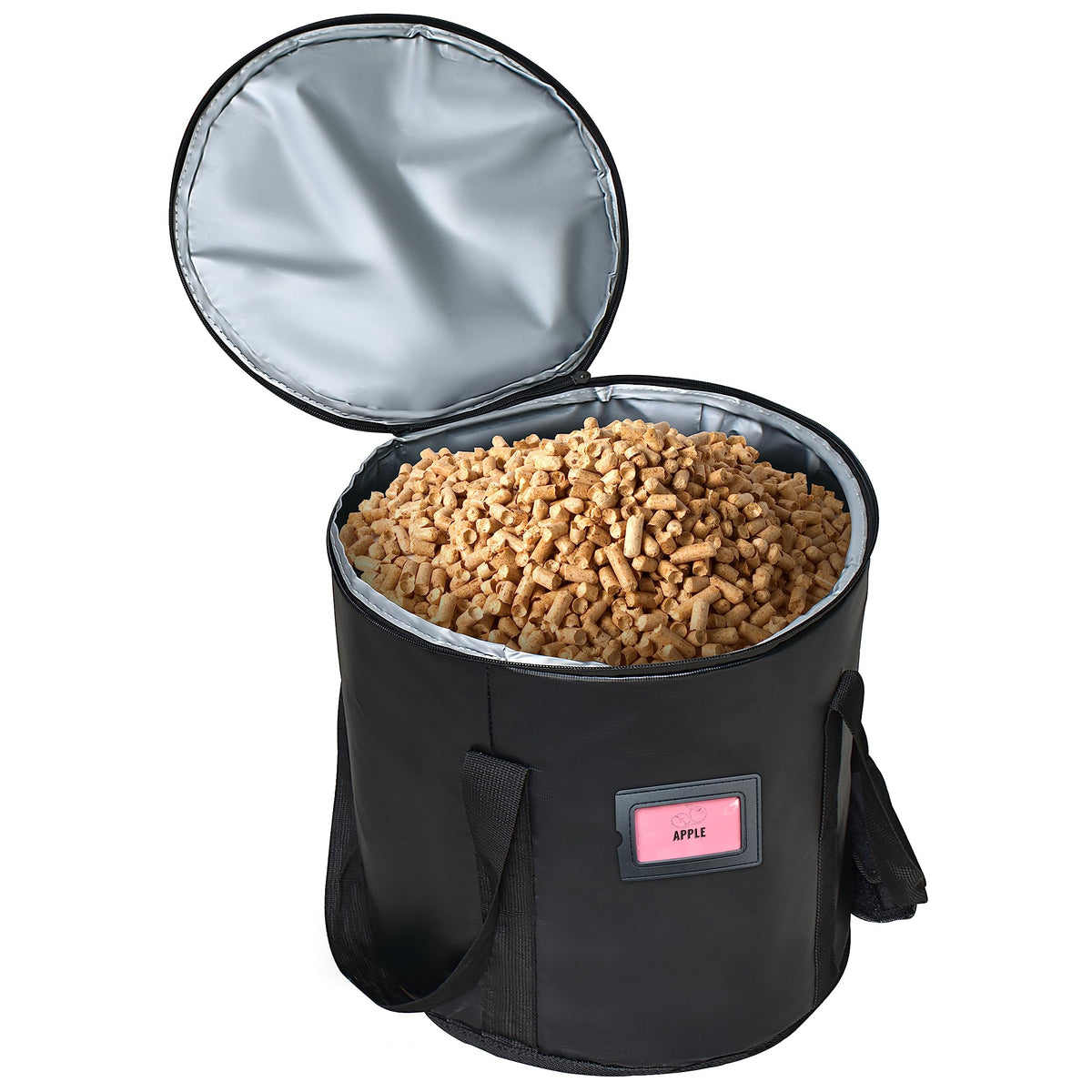 TOHONFOO wood pellet storage container with waterproof cover maintains pellet freshness outdoors.