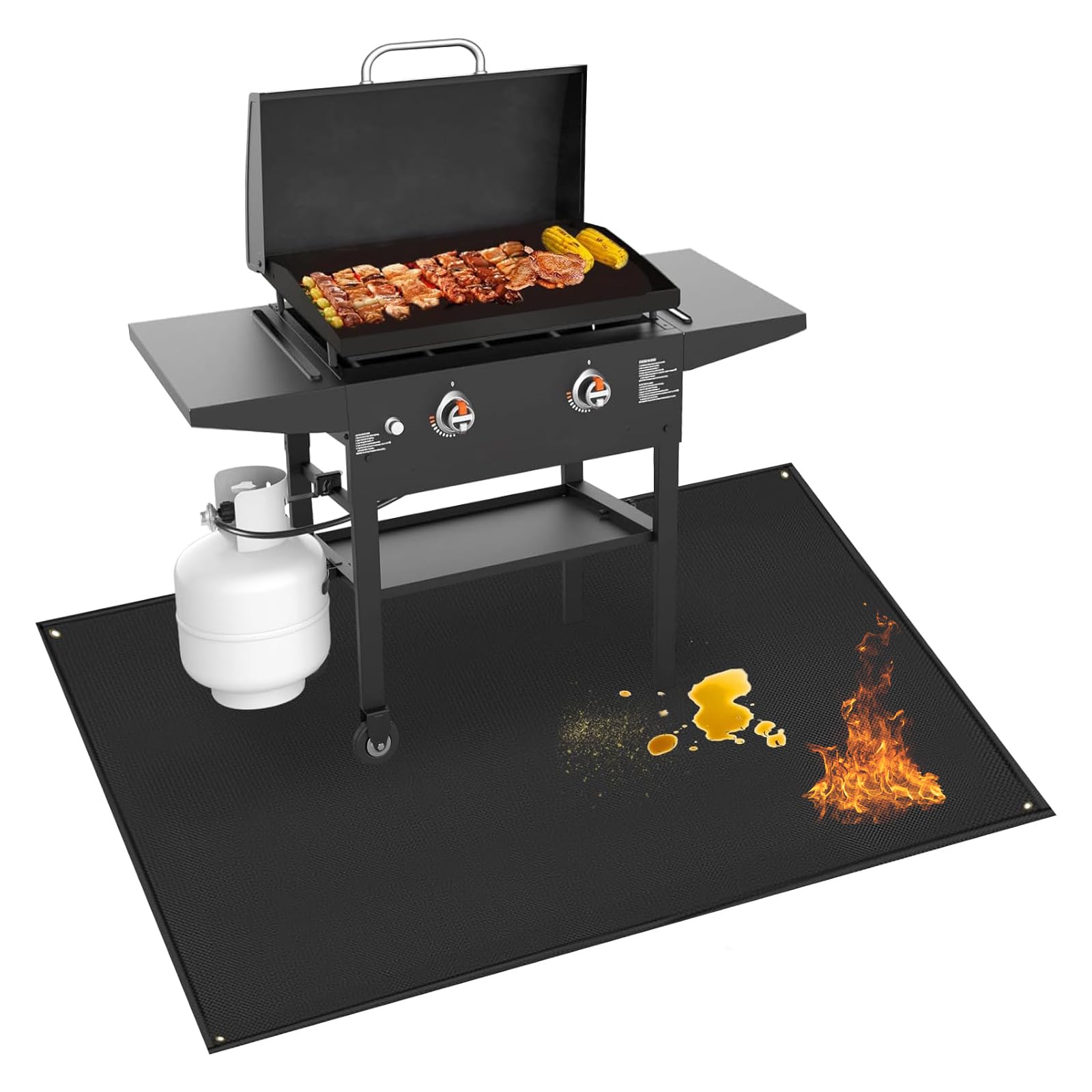 TOHONFOO grill mat 70x48 inches protects decks when using Blackstone griddles
