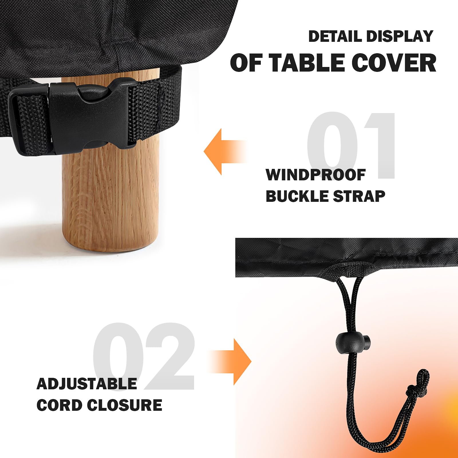 TOHONFOO all-season table cover shielding from sun, rain, wind and snow