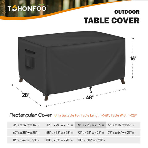 TOHONFOO waterproof fabric image highlights dry tabletop surfaces after rain.