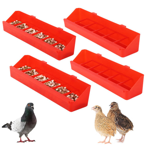 TOHONGADON 4-pack no mess quail feeder with six slots minimizes waste and spills.
