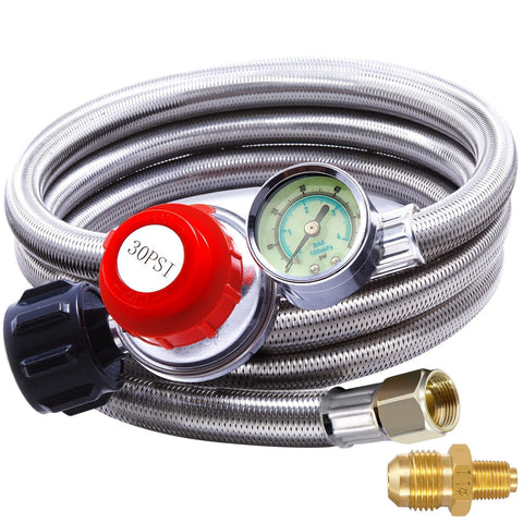 TOHONGADON 6-ft propane regulator hose with gauge for precise flame control during grilling