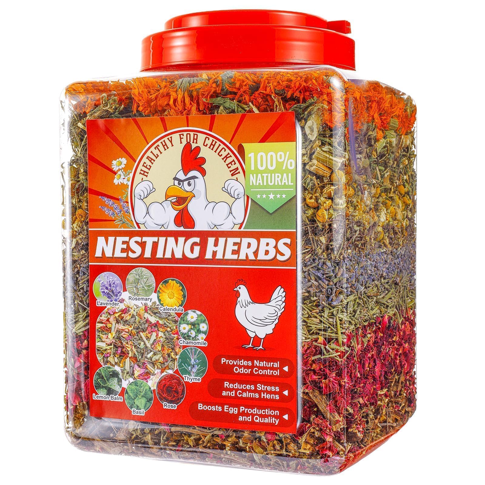 TOHONGADON nesting herbs in a 24-7oz bucket improves coop scent control for backyard flocks.