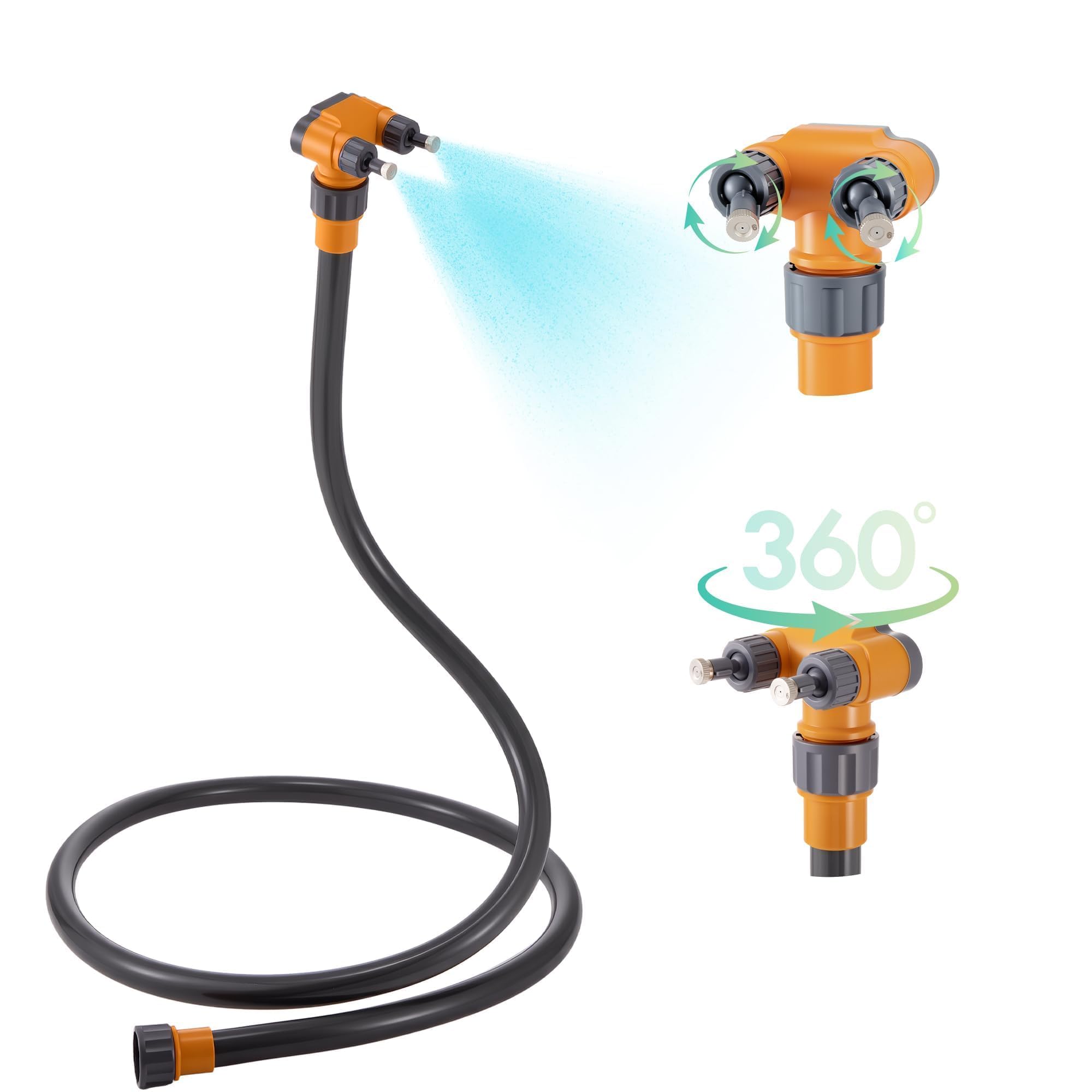 TOHONGADON standing misters showing 360-degree base and adjustable brass nozzles for wide coverage.