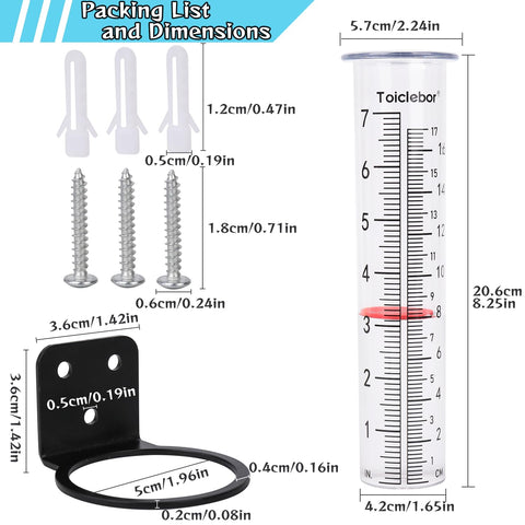 Toiclebor clear-scale tube lets you read rainfall quickly from a distance