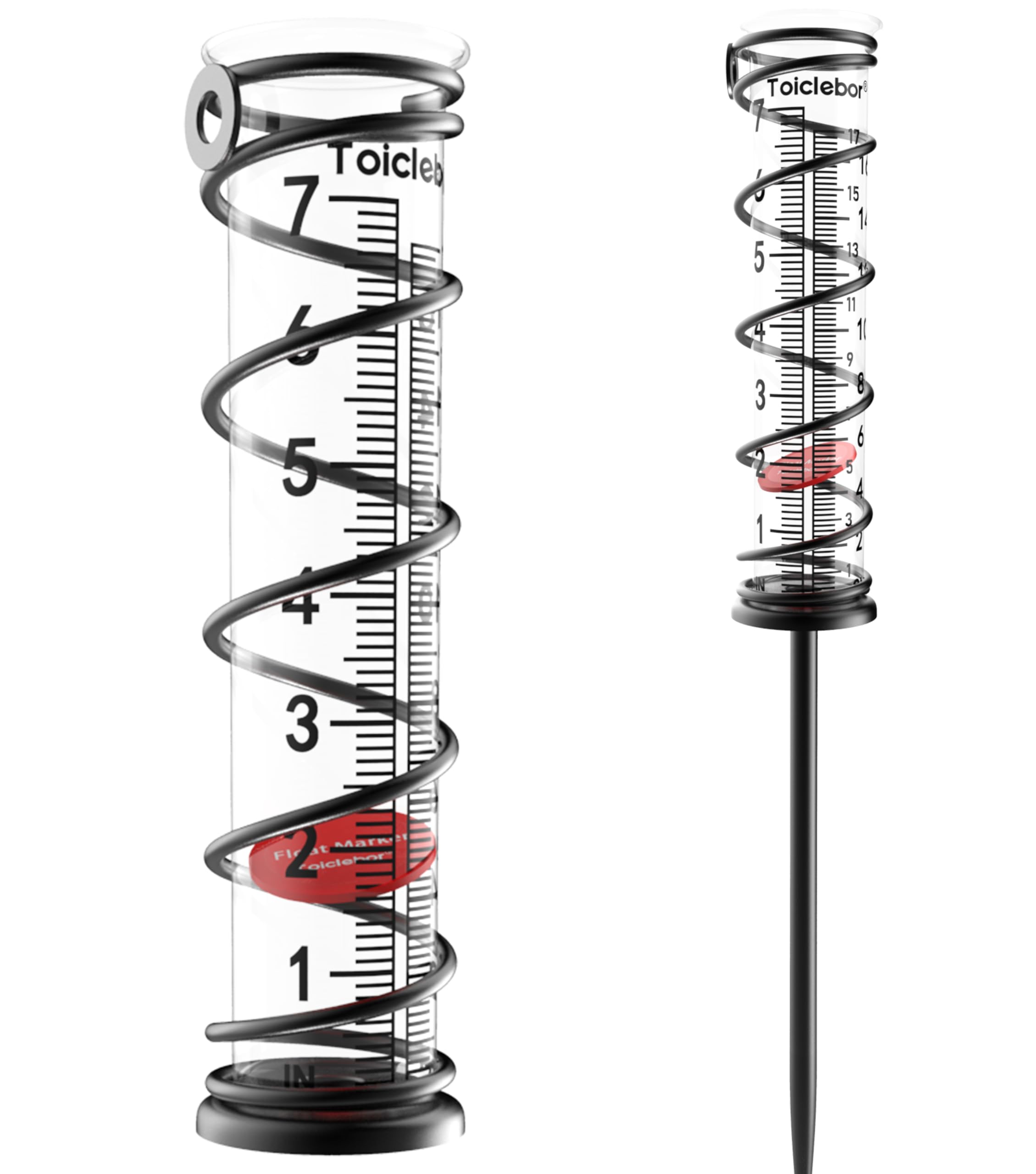 Toiclebor rain gauge outdoor with 7-inch capacity for precise rainfall readings in gardens