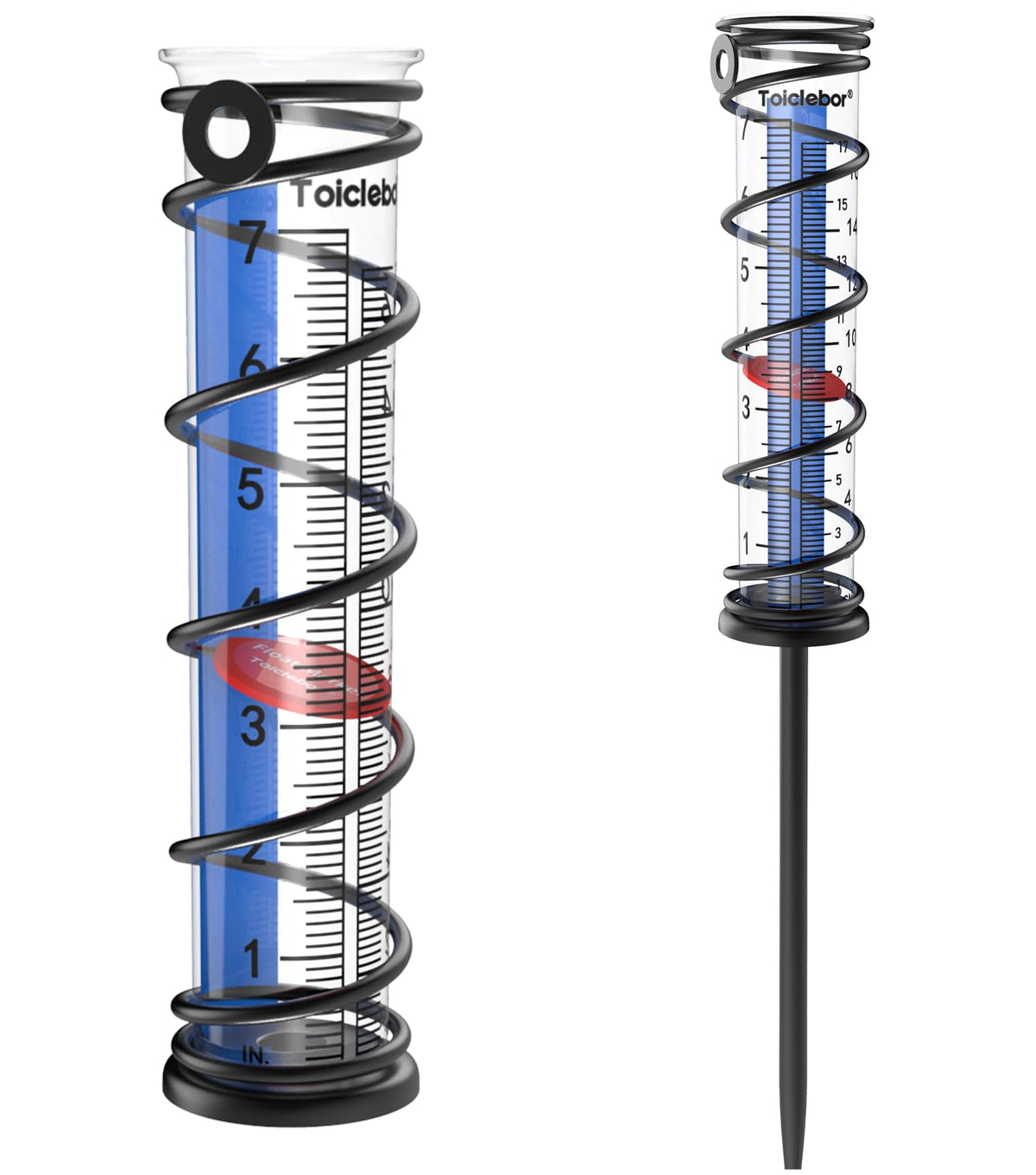 Toiclebor rain gauge outdoor tube with dual scale for precise rainfall reading.