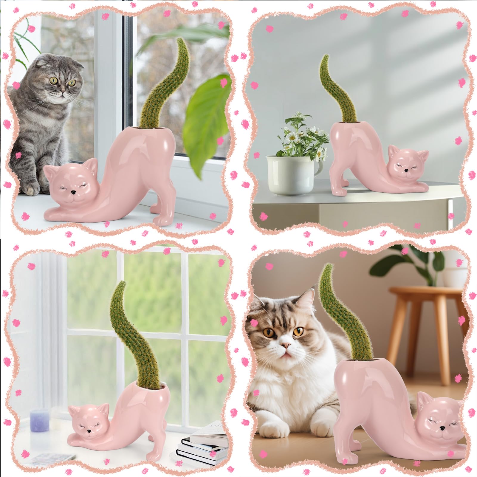 TOIVO cat planter pot on display with charming character