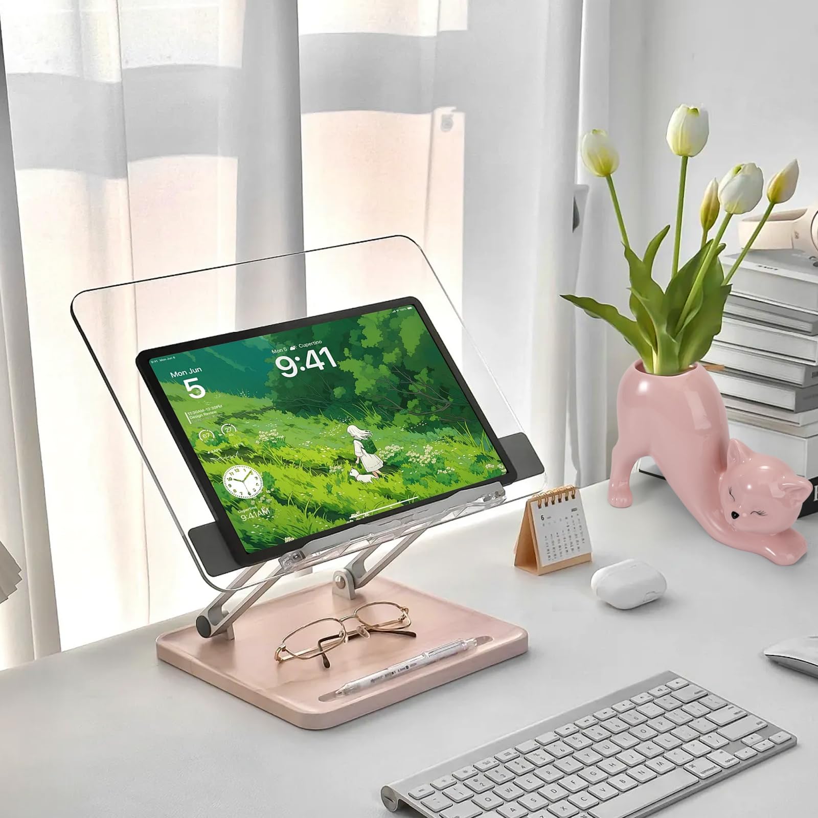 TOIVO pink cat planter pot top-down view for compact display