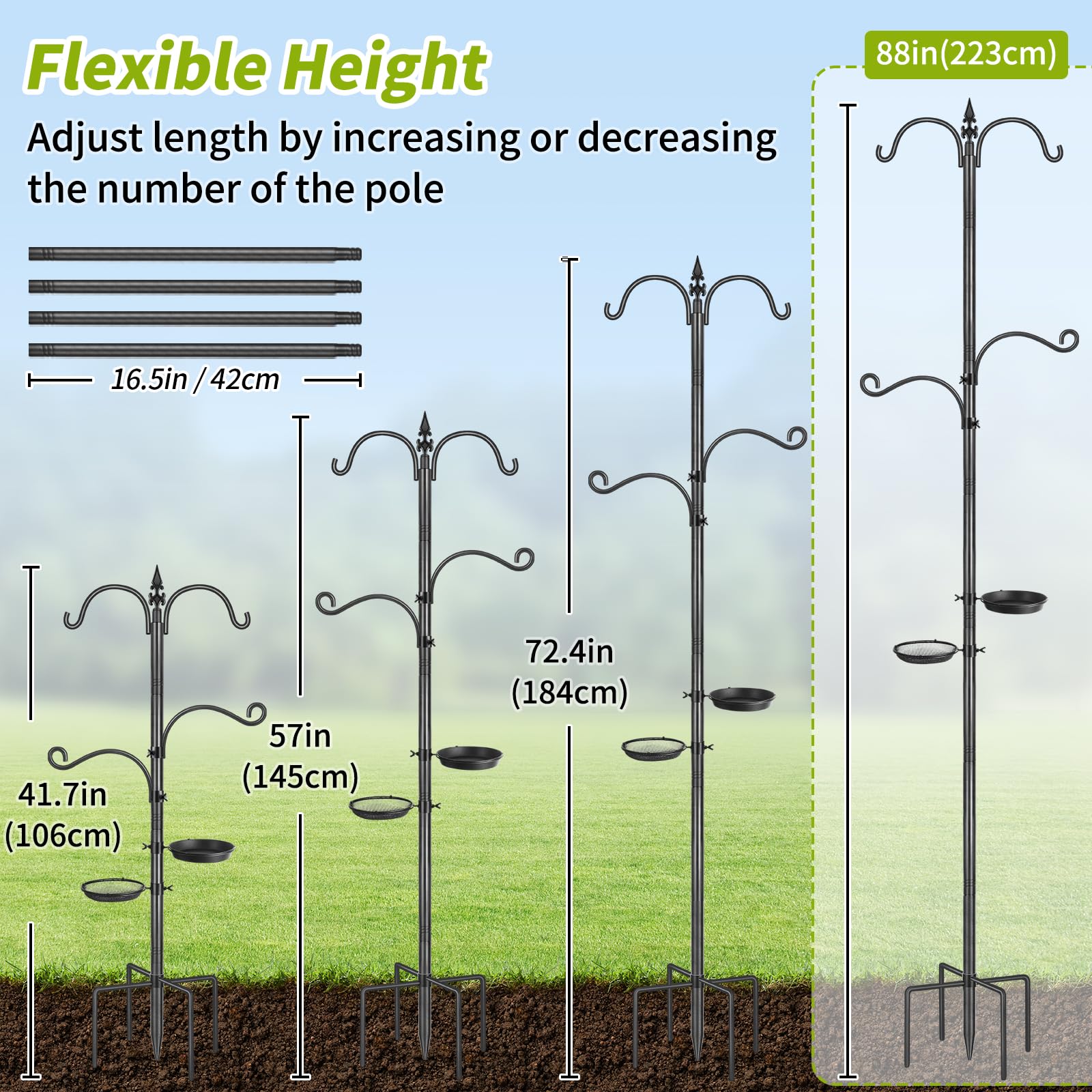 TOKPLNU 5-prong base provides wind-resistant stability outdoors.