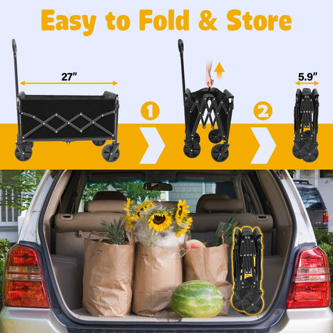 TOKXTIK Wagon Cart 120L capacity to haul groceries or gear.