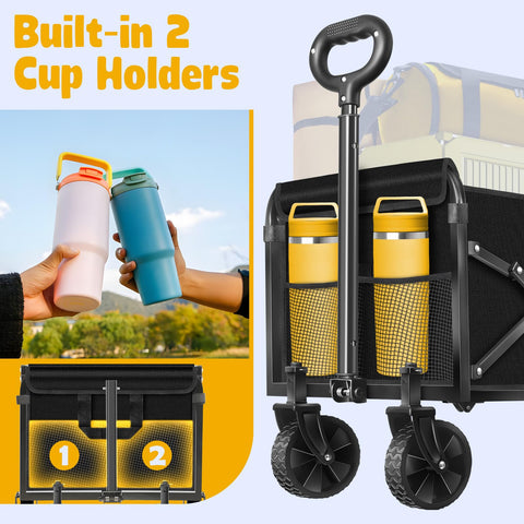 TOKXTIK Wagon Cart all-terrain wheels glide on sand and grass.