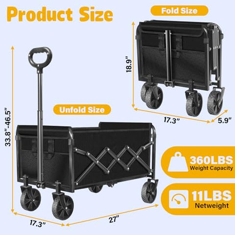 TOKXTIK Wagon Cart open dimensions for quick setup at home.