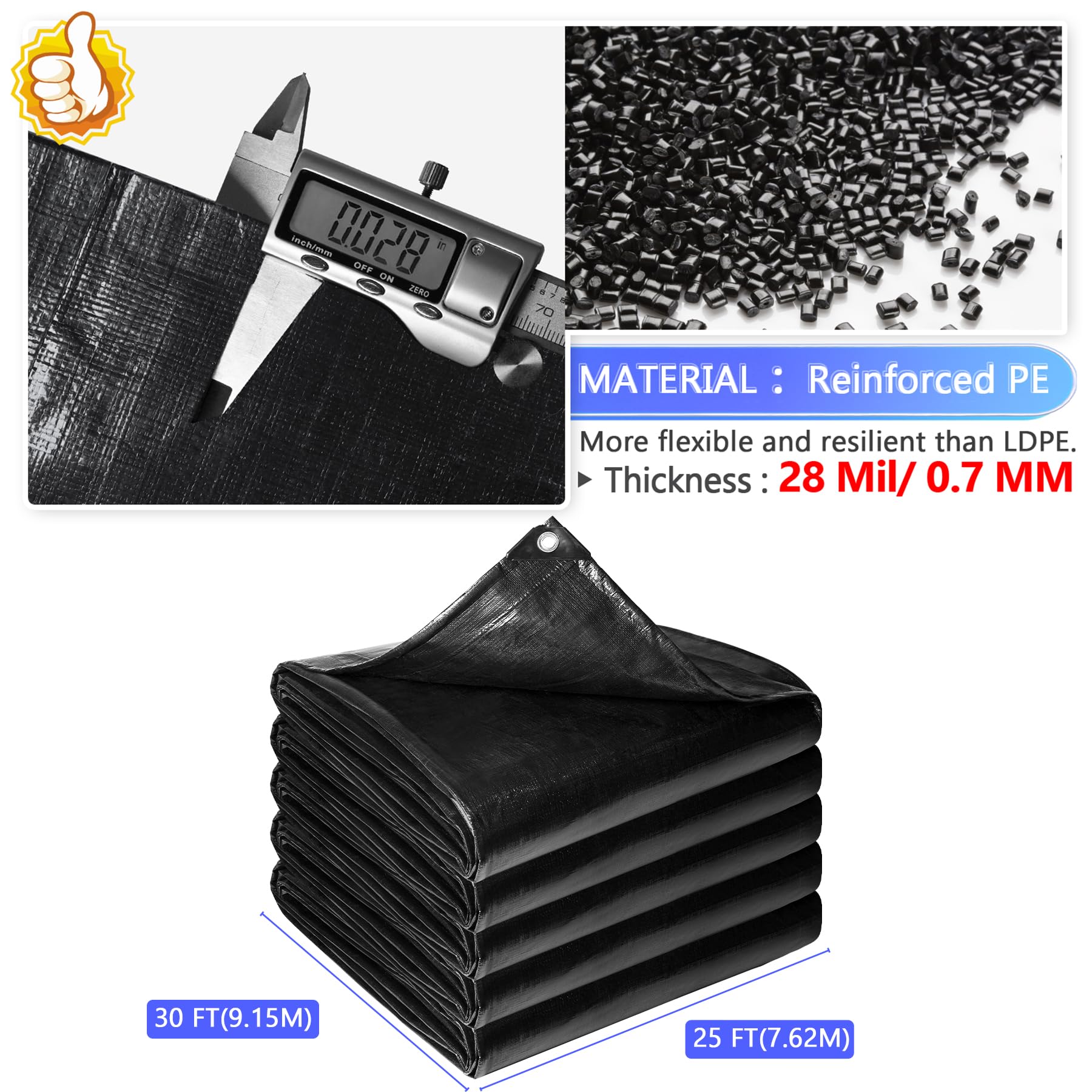 ToLanbbt 28mil-thick pond liner offers puncture resistance for outdoor ponds.
