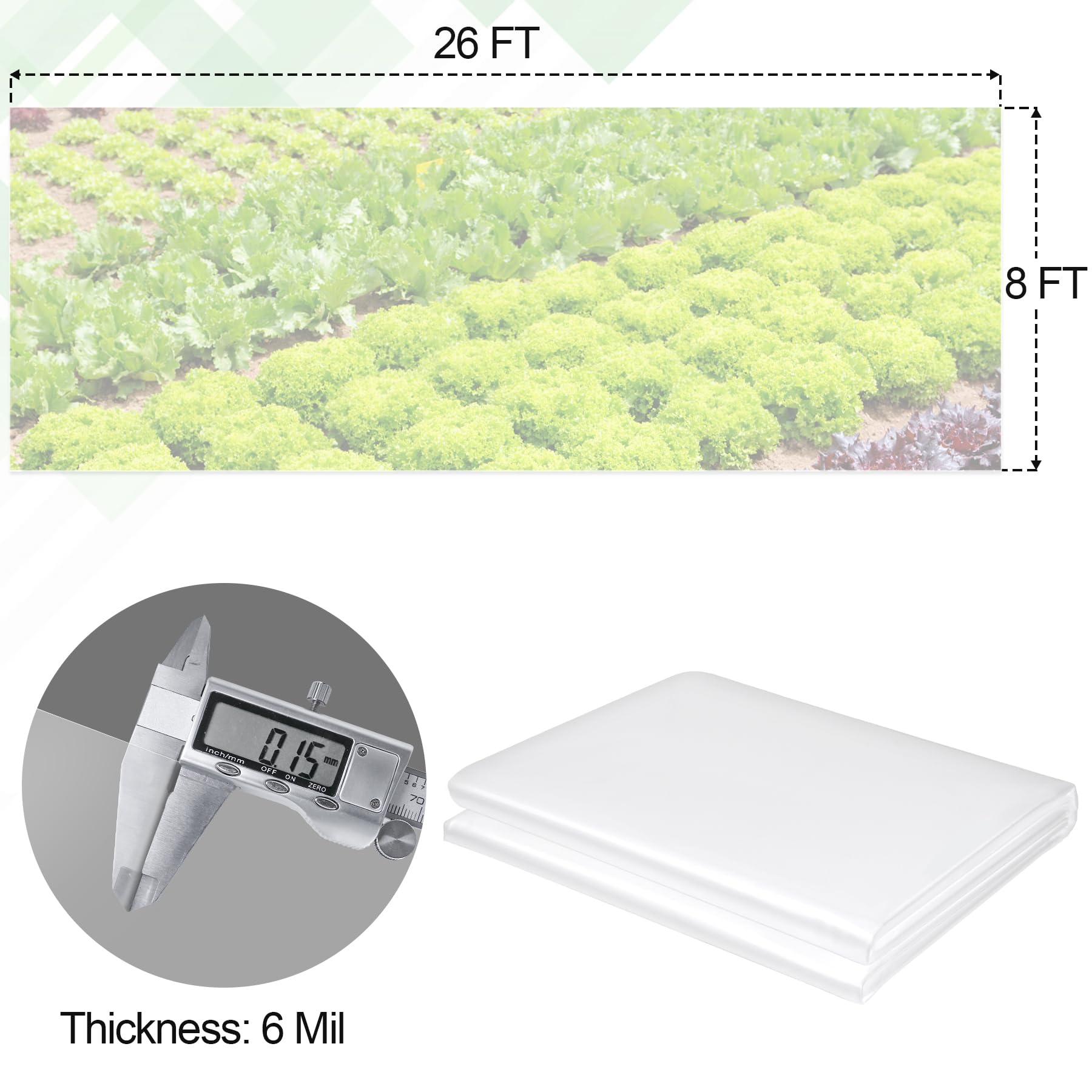 ToLanbbt 6 mil heavy-duty greenhouse film offering durable, long-lasting coverage.