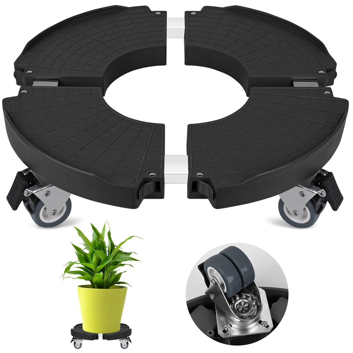 ToLanbbt plant caddy stand with 360° wheels for easy mobility of large pots.