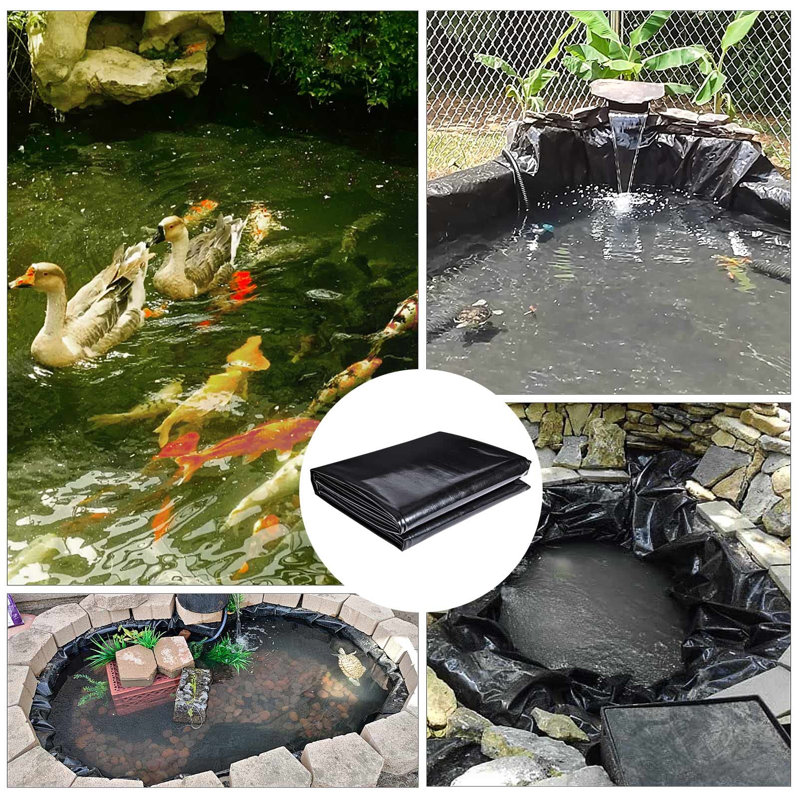 ToLanbbt water garden liner shown around koi ponds and shelves.