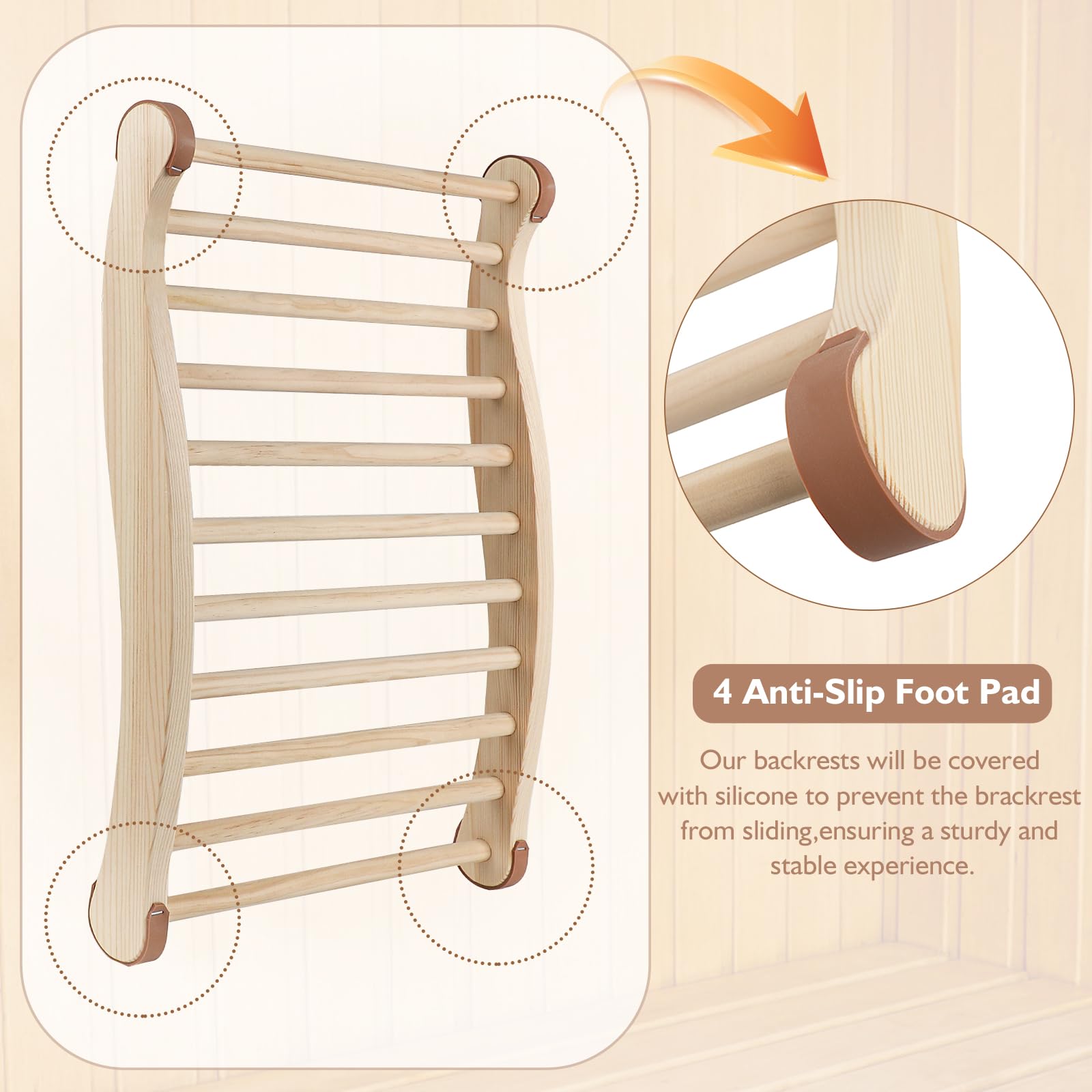 Tolhyun anti-slip ends keep the backrest steady