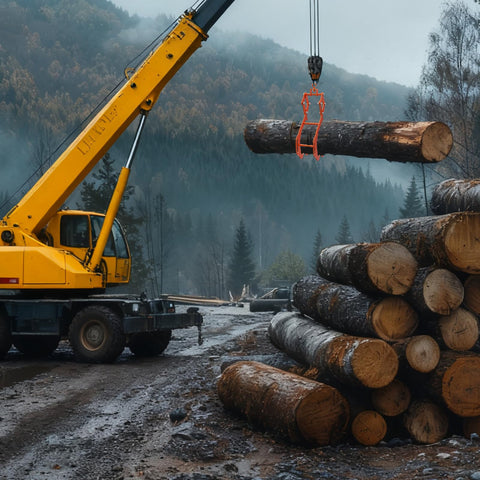 Tolpassa Log lifting tongs in use on site