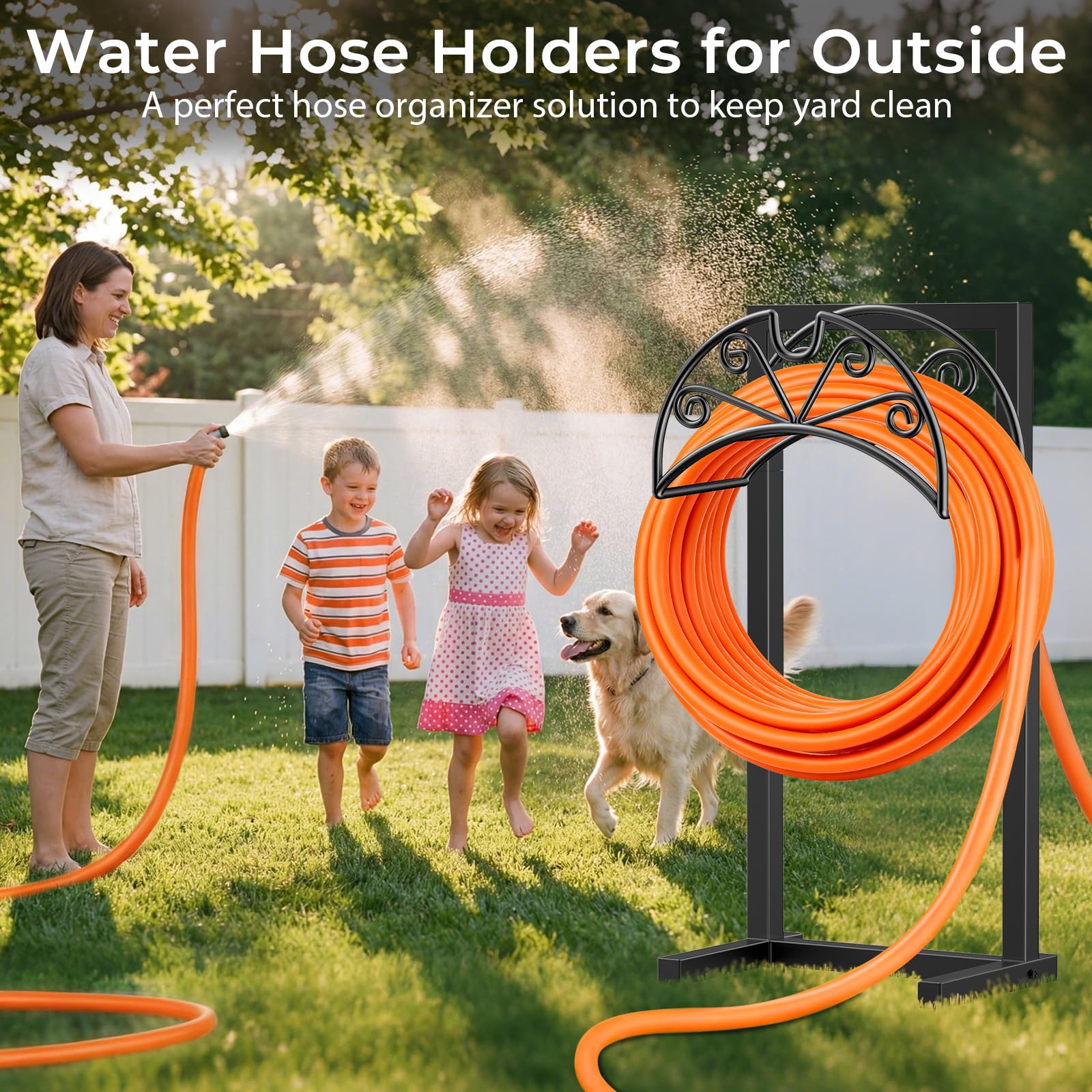 Easy-to-assemble TomCare hose holder ready for outdoor setup