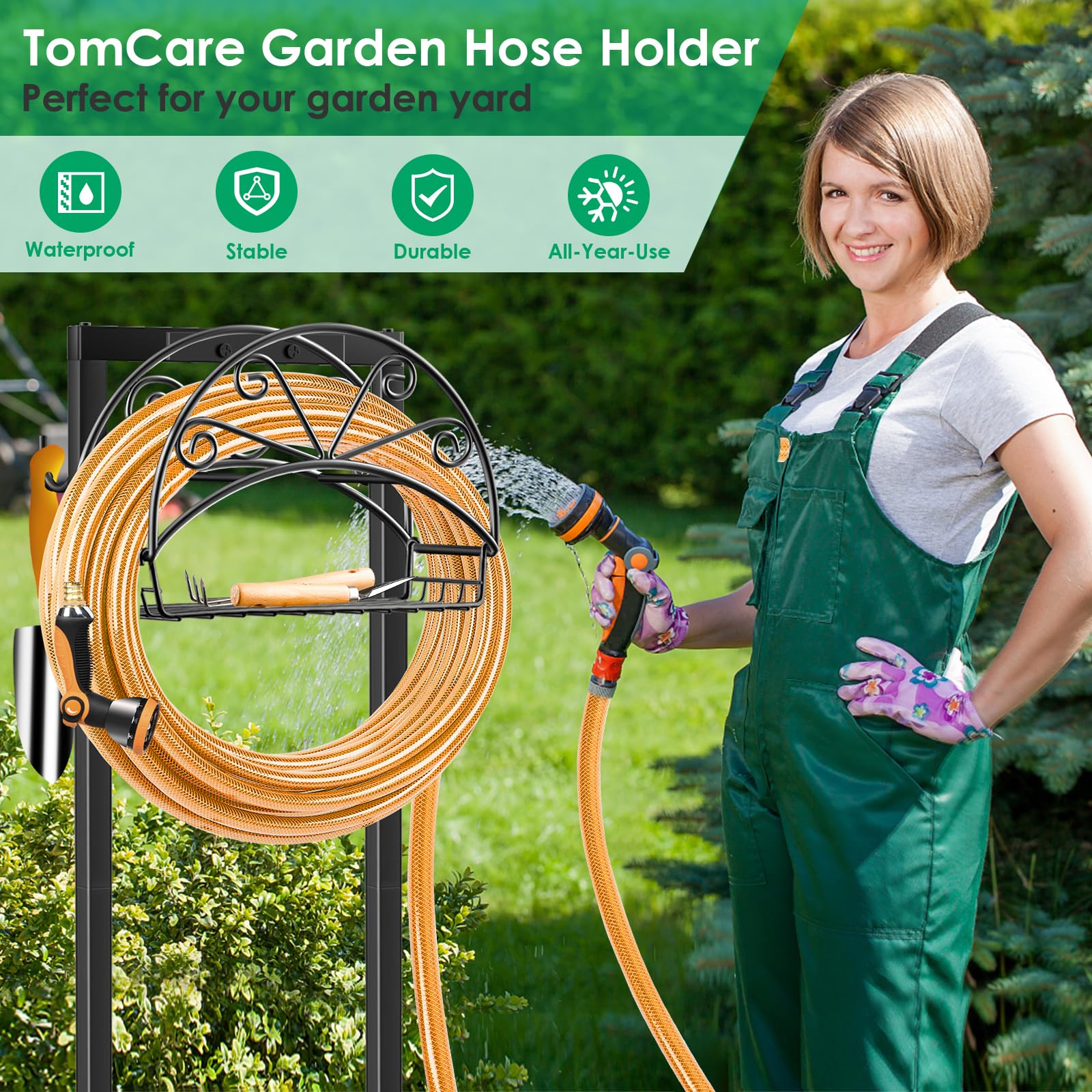 TomCare easy-assembly hose holder simplifies setup in minutes.