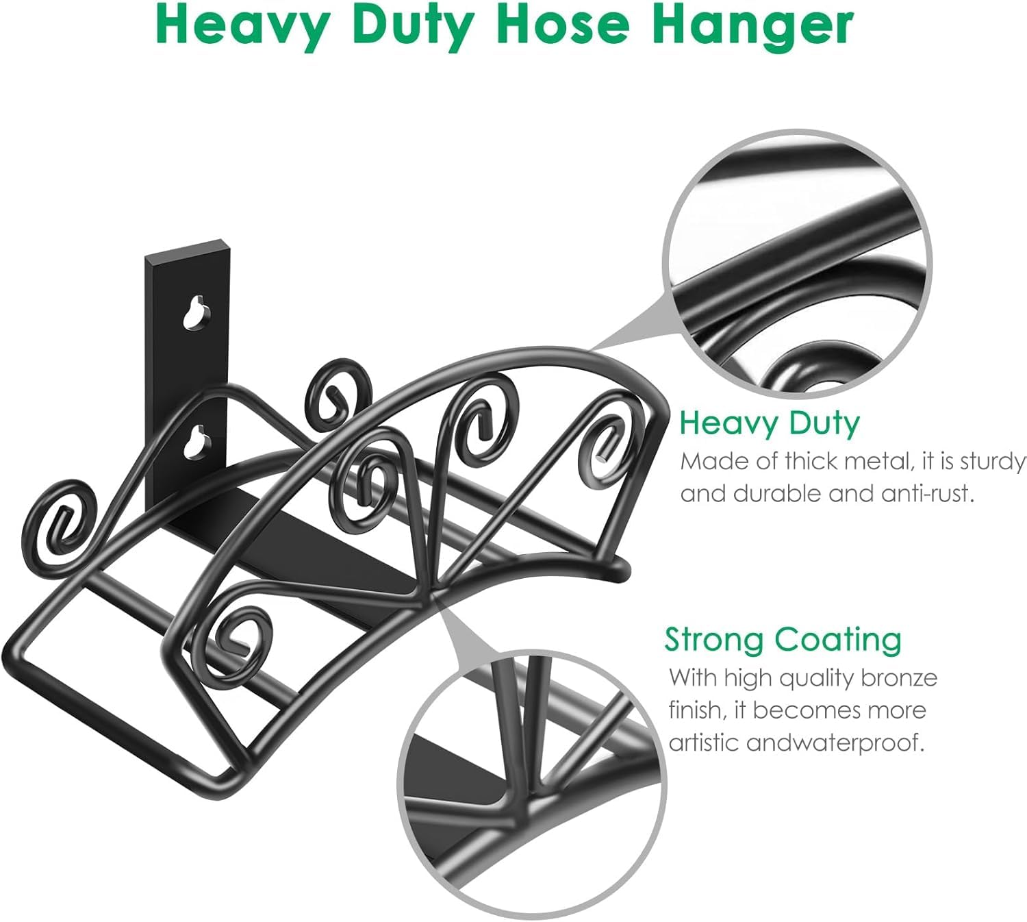 TomCare easy-install wall mount hose holder shown mounted for space saving.