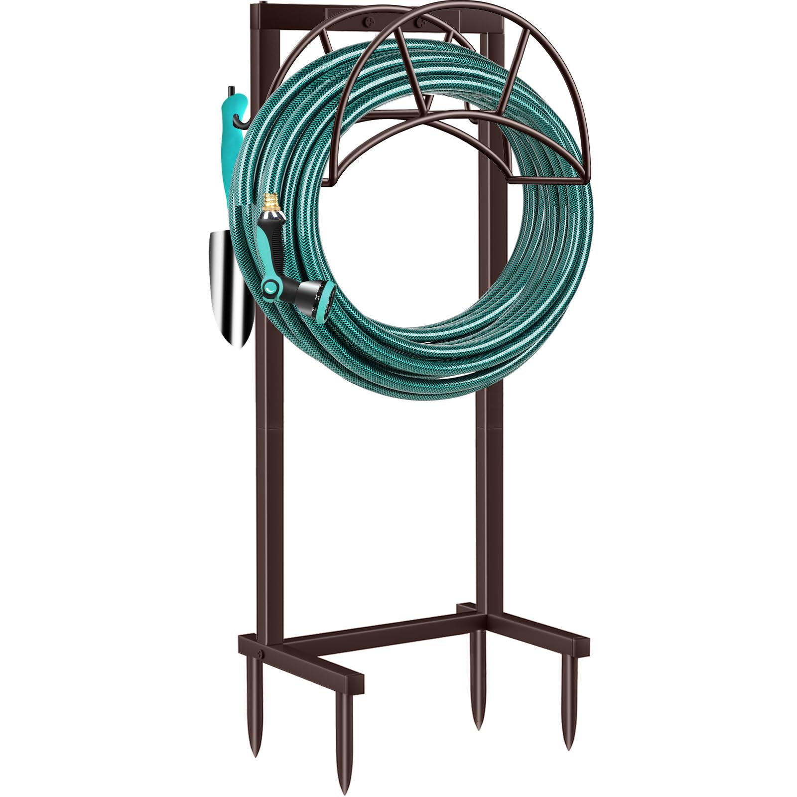 TomCare garden hose holder with four spikes for stable setup.