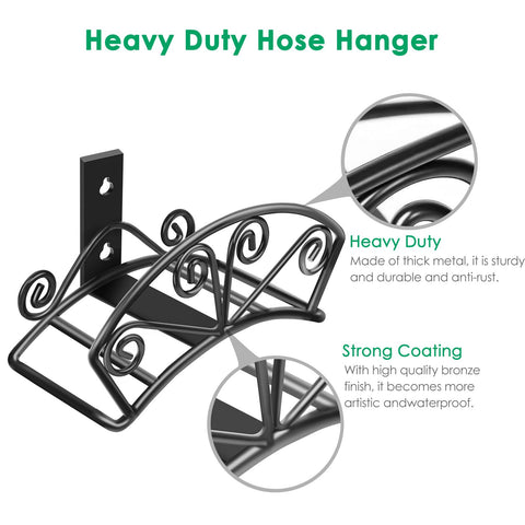 TomCare hose holder with metal finish highlighting rugged outdoor use.