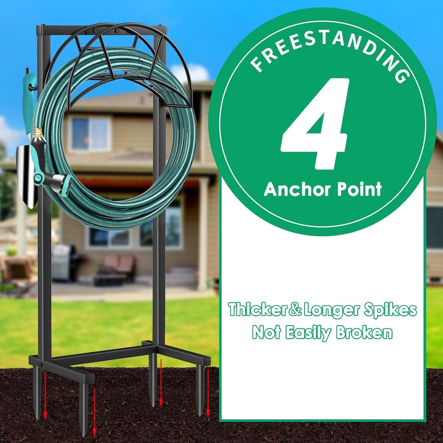 TomCare tool hooks keep sprinklers and rakes within reach.
