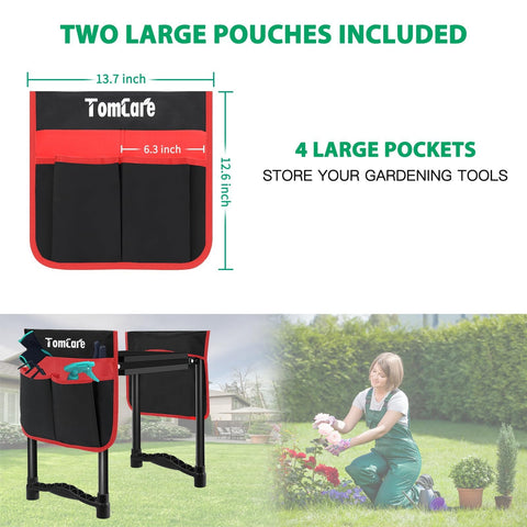 TomCare garden kneeler raised handles aiding easy standing from kneeling.