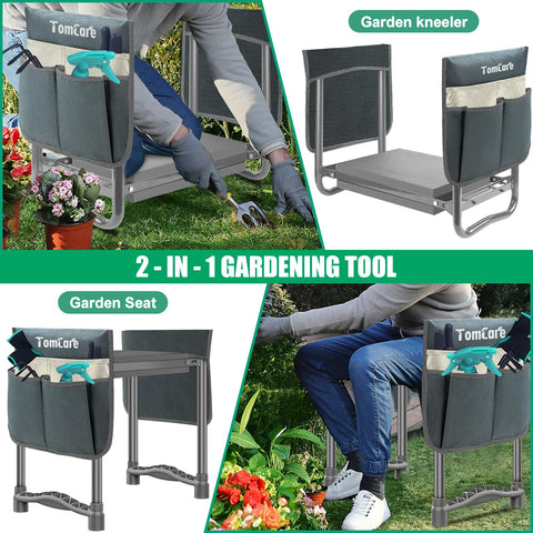 TomCare garden kneeler with non-slip feet stays steady on uneven ground