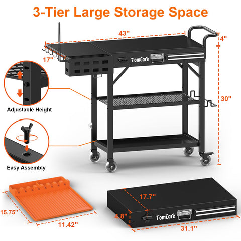 TomCare detachable grill caddy keeps tools within easy reach.