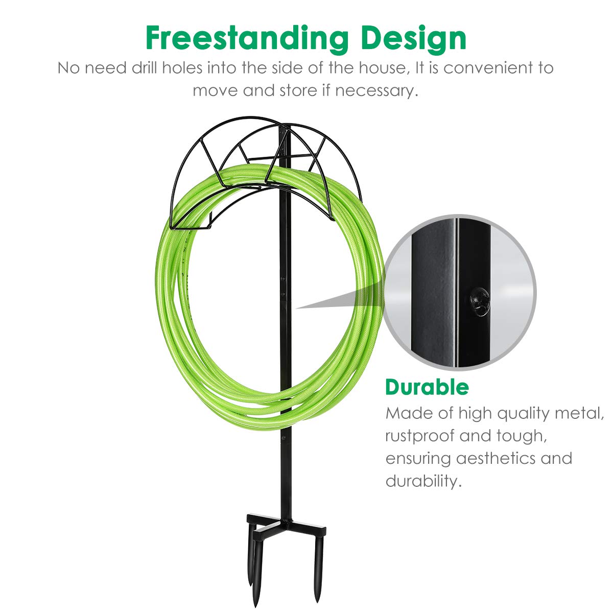 TomCare heavy-duty garden storage rack with black finish