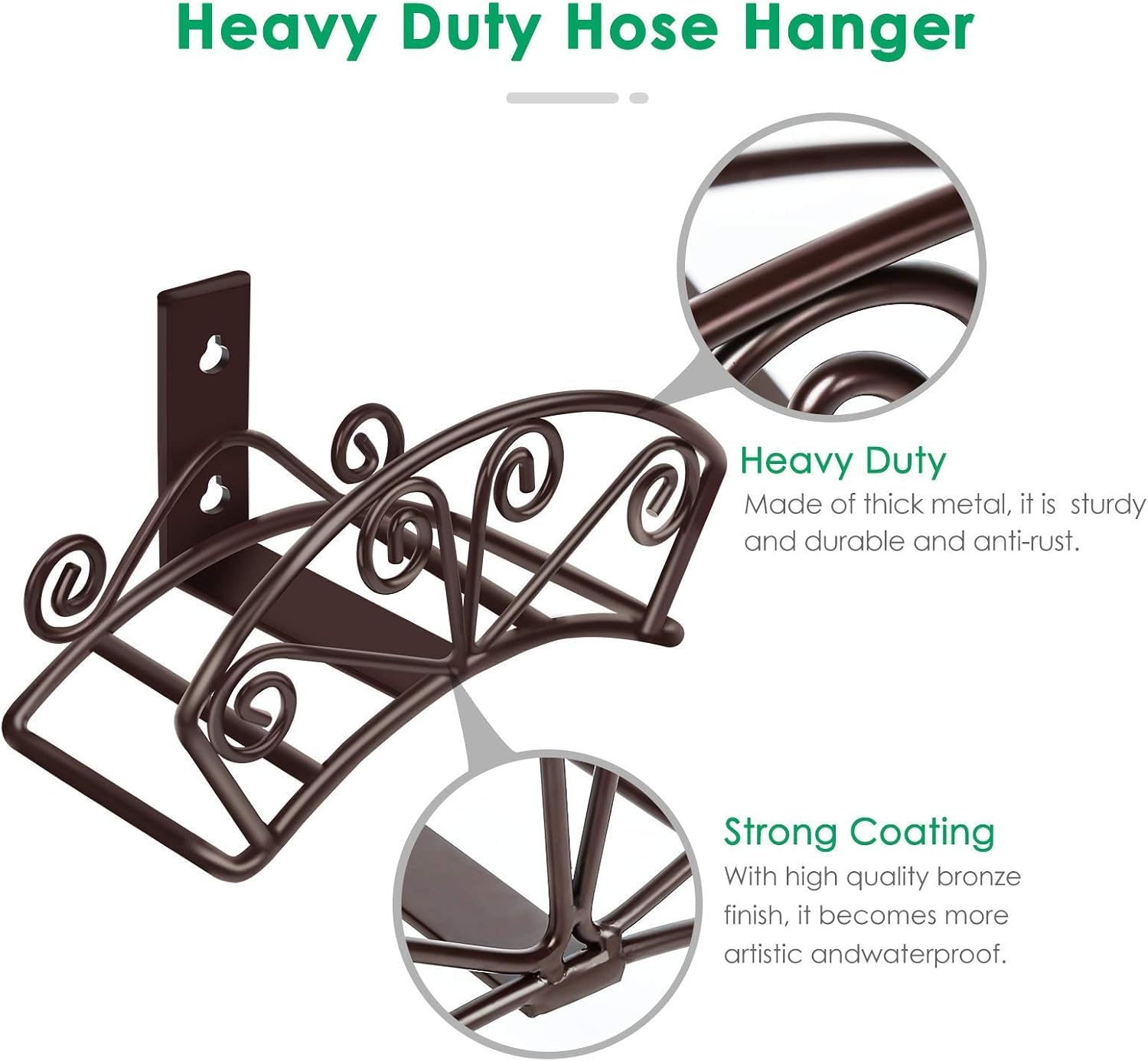 TomCare heavy-duty metal hose hanger keeps large hoses outdoors.