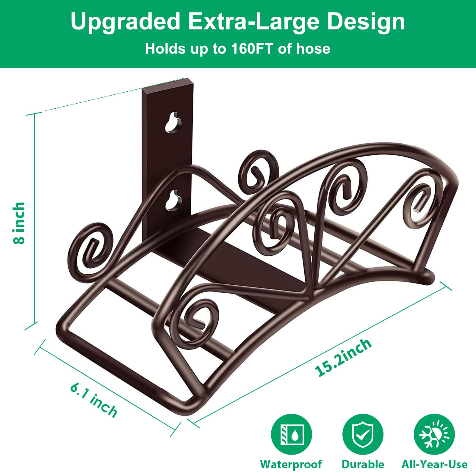 TomCare hose holder supports up to 160ft for tidy, ready hose.