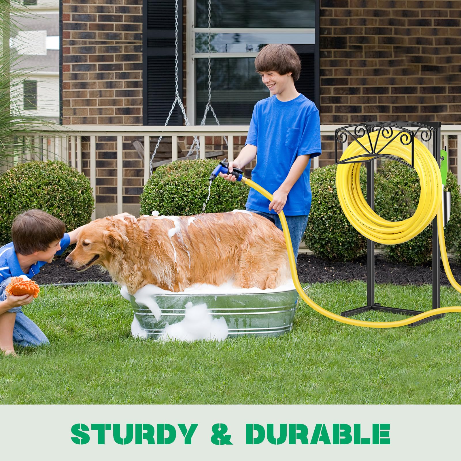 TomCare heavy-duty square base provides stable support for hoses.