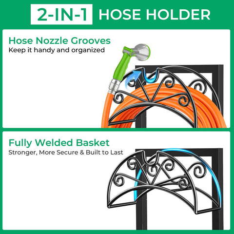 TomCare wide basket holding large hoses for tidy winding and access