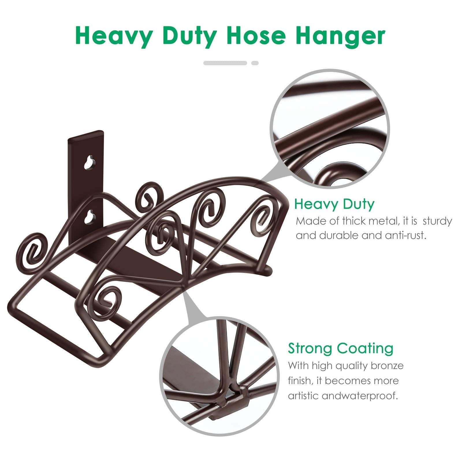 TomCare wall mount hose rack outdoor decor keeps the yard tidy.