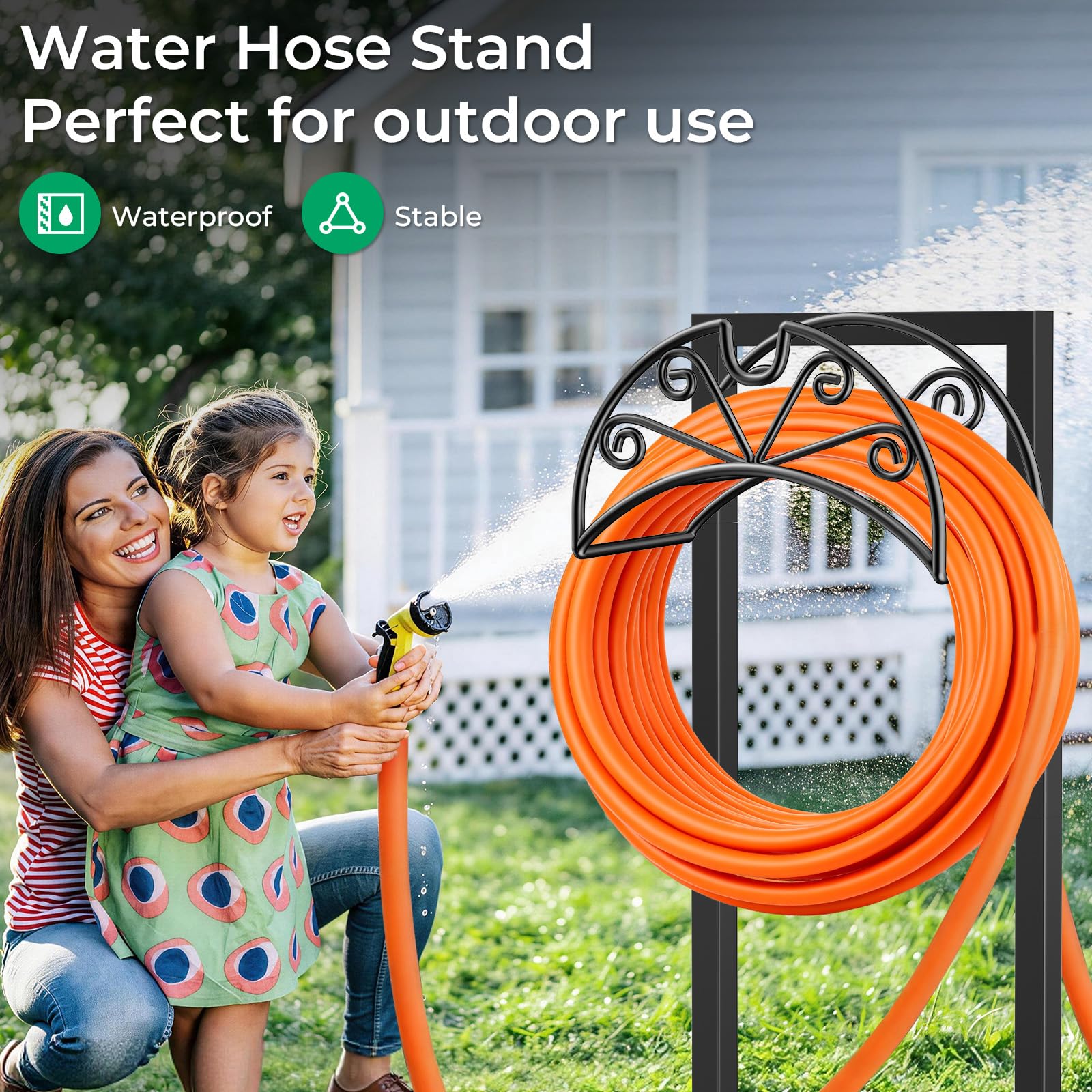 TomCare, black finish hose holder adds durable garden organization