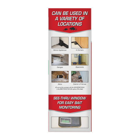Tomcat bait station fits tight spaces like entryways and garages.