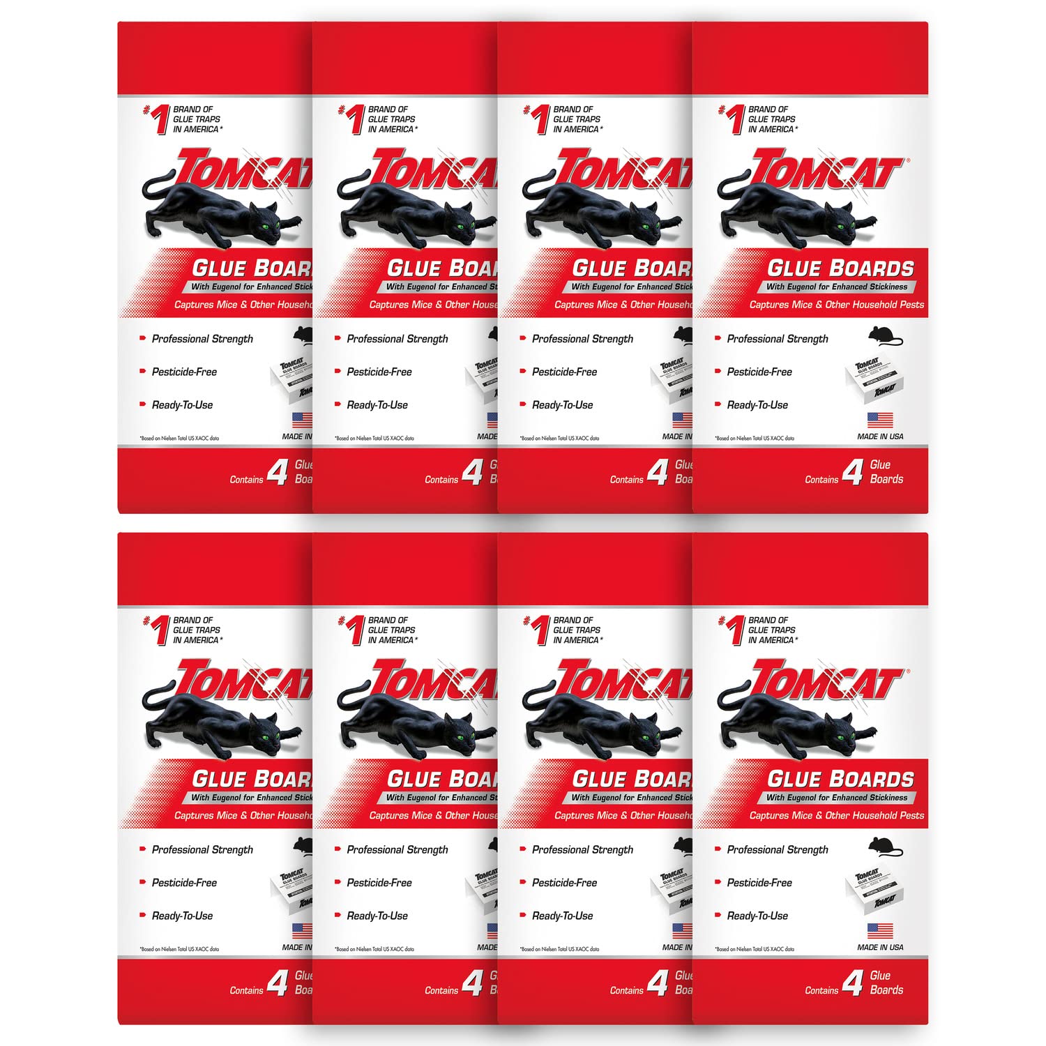 Tomcat Glue Board with immediate grip captures mice along walls for efficient pest control.