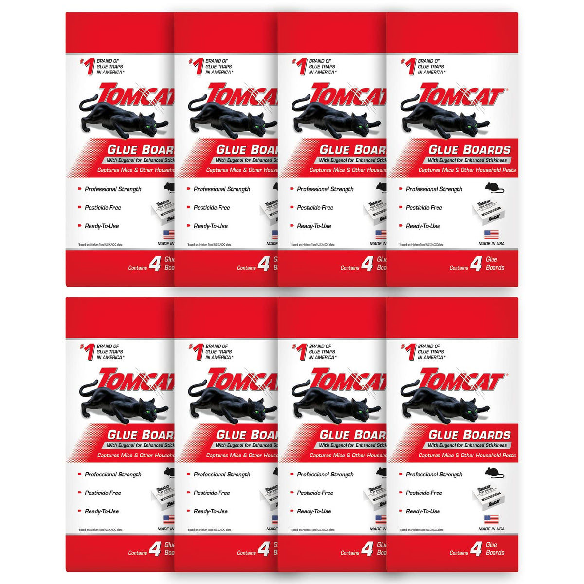 Tomcat Glue Board with immediate grip captures mice along walls for efficient pest control.