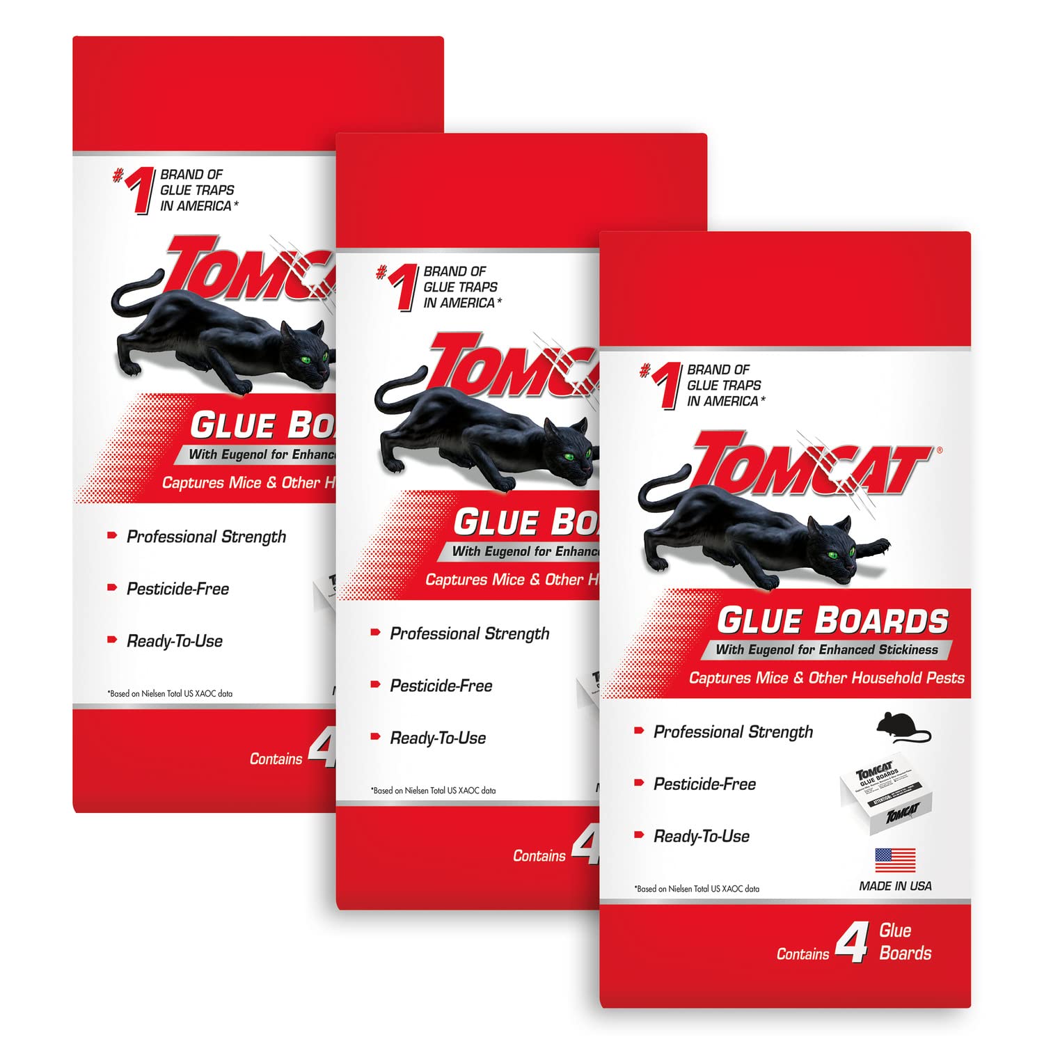 Tomcat Glue Boards with Immediate Grip demonstrate fast pest capture.