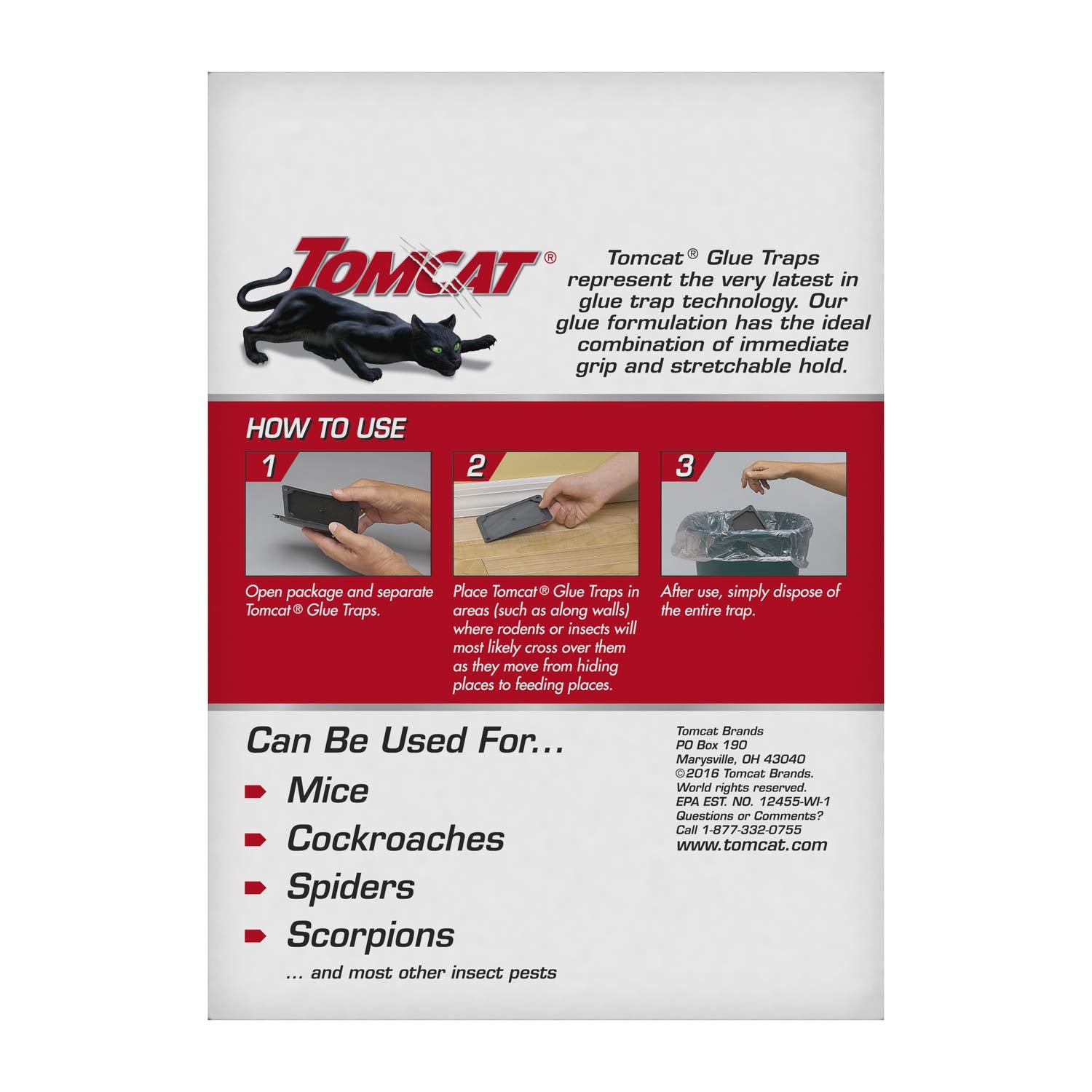 Tomcat glue traps for cockroaches and spiders offer non-toxic control